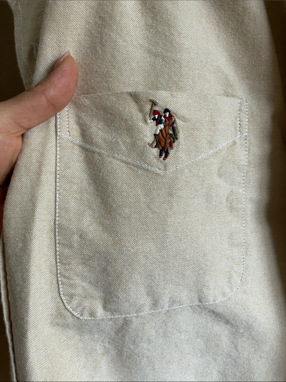 NWT size XL U.S. Polo Assn. Long-Sleeve Button-Down Shirt in Cream - Picture 3 of 7